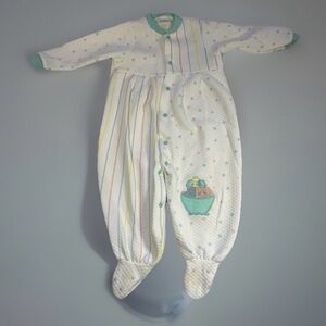 Vintage Carter’s Quilted Baby Sleeper One-Piece Pastel Stripe Footed